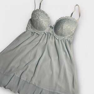 Baby blue babydoll with ruffle trim